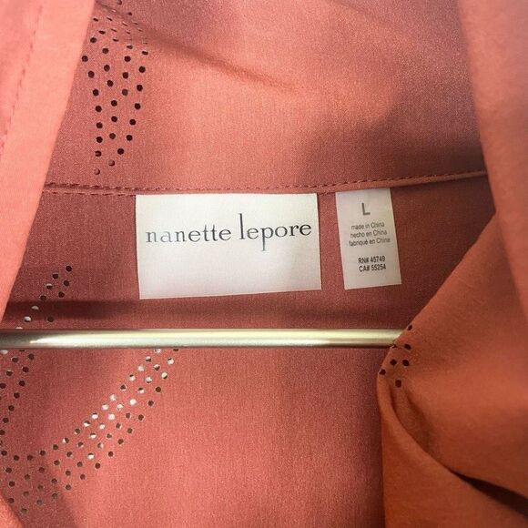 Nanette Lepore Women's Burgundy Laser Cut Sparrows Full Zip Jacket Large - Picture 4 of 5